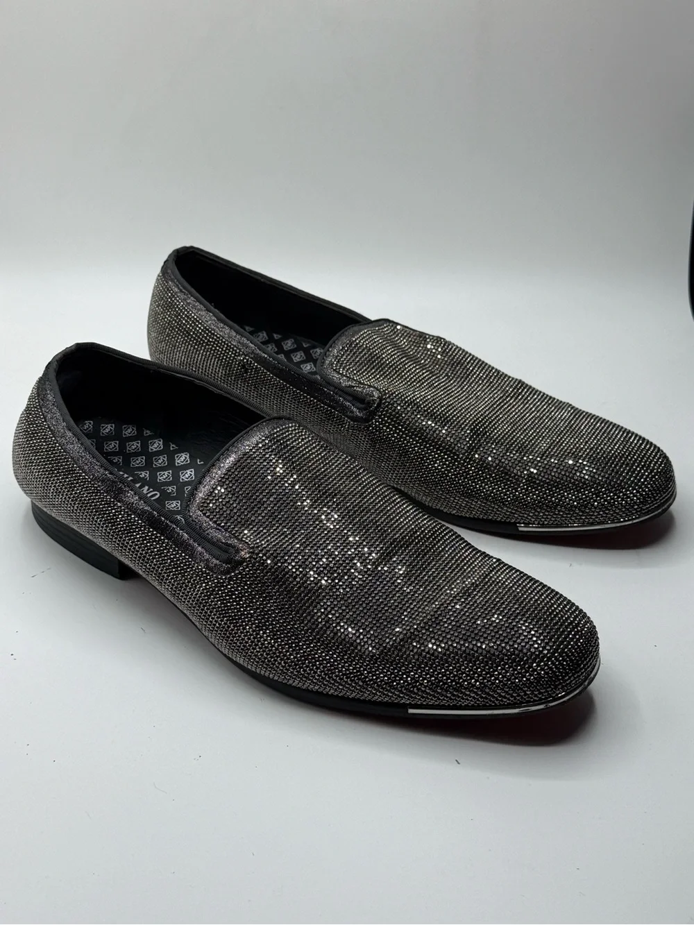 La Milano Men's Gunmetal Crystal-Embellished Slip-On Loafers